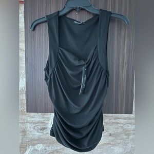 Black Sleeveless Draped Top